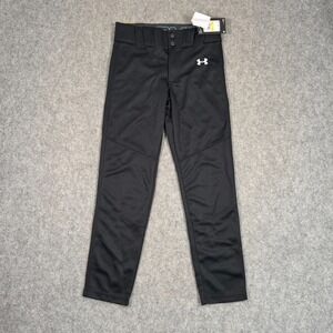 NWT Under Armour Boys Black Relaxed Fit Utility Baseball Pants Youth Size Medium